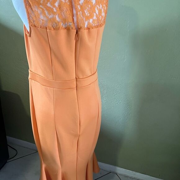 Elegant Orange Lace Dress - Picture 2 of 6
